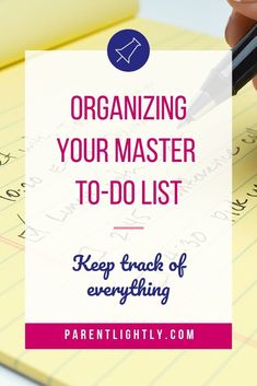 a person writing on a piece of paper with the words organizing your master to - do list