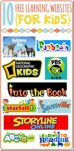 the 10 free learning website for kids includes books, videos and games to teach children about reading