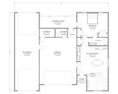 the floor plan for a two bedroom house with an attached kitchen and living room area