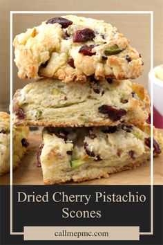 Dried Cherry Pistachio Scones Dried Cherry Desserts, Dried Sweet Cherries Recipe, Dried Fruit Scones, Recipes With Candied Cherries, Recipes For Dried Cherries, Holiday Scones Recipe, Pistachio Cherry Cookies, Dried Cherries Recipes, Recipe Using Dried Cherries