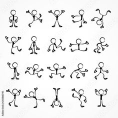 cartoon stick figures with different poses and expressions