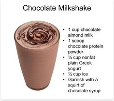 chocolate milkshake with ingredients labeled in english