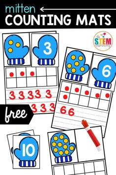 an image of counting mats for children to learn numbers and colors with the same number