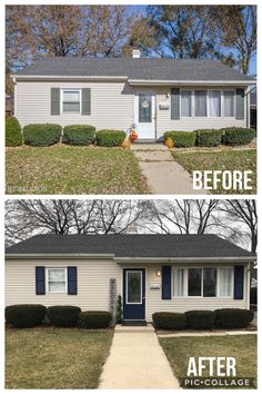 before and after photos of a house in the suburbs