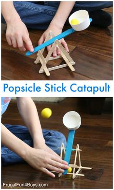 this popsicle stick catapult is perfect for kids to play with