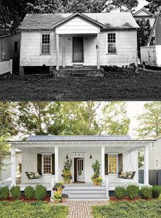 before and after pictures of a white house