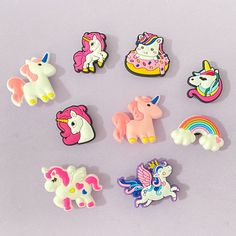 Choose your favorite Unicorn shoe charm! Perfects for kids or adults.  Before purchasing, please make sure you choose the correct charm!  All Sales Are Final * No Refunds! * If the item is defective or you have any questions please contact us :) There are more different styles, please take a look at our store to see all the charms available. We also offer airpod cases and jewelry. CAUTION: These PVC charms may pose a choking hazard to small children. Please use with care around children.  LEGAL DISCLAIMER: This item is not a licensed product. We do not claim ownership of any character or image used . Copyrights and/or trademarks of any character and/or image used belong to their respective owners. Crocs Charm, Unicorn Shoes, Airpod Cases, Animal Shoes, Airpod Case, Shoe Clips, Shoe Charms, Different Styles, Kids Shoes