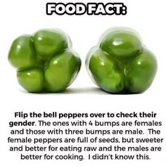 two green peppers sitting next to each other on top of a white sheet with the caption