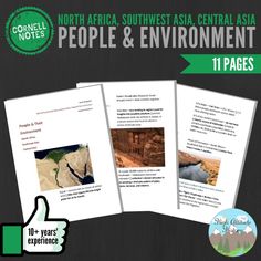 the north africa southwest asia central asia people and environment 11 pages with text on it