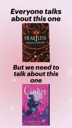 an advertisement for a book called heartless, with the caption'but we need to talk about this one '