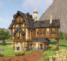 Minecraft Medieval House, Rumah Minecraft Sederhana, Minecraft Structures, Bangunan Minecraft, Minecraft House Plans, Minecraft Cottage, Easy Minecraft Houses, Minecraft House Tutorials, Minecraft Castle