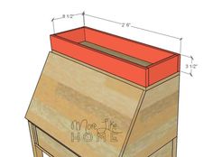 a wooden box with the word home written on it and measurements to make it stand out