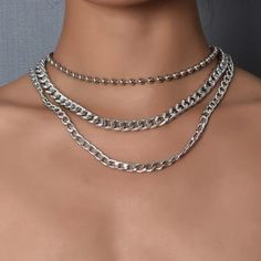 Silver Plated 50 G Weight Chain Layered Necklace, Charm Holder Necklace, Petite Necklace, Thick Chain Necklace, Multi Chain Necklace, Simple Chain, Silver Necklaces Women, Agate Pendant Necklace, Art Necklaces