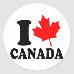 i love canada sticker with the canadian maple leaf and an i in black letters