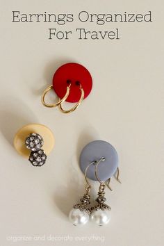 earrings organized for travel with text overlay