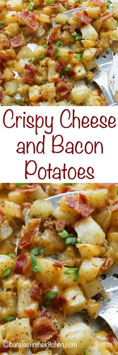 crispy cheese and bacon potato casserole is the perfect side dish for any meal