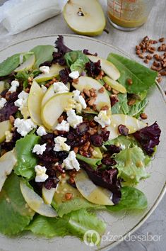 a salad with apples, walnuts and feta cheese