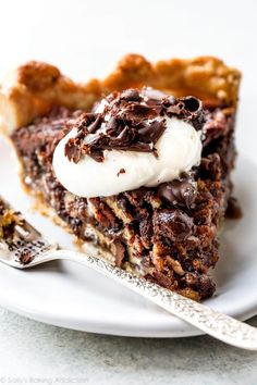 a slice of chocolate pie with whipped cream on top