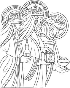 the nativity scene is depicted in this coloring page