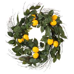 a wreath with lemons and green leaves