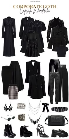 Gothic Chic Fashion, Edgy Work Outfits, Corporate Goth, Casual Goth, Black Clothes, Corporate Outfits, Dark Outfits, All Black Outfit, Gothic Outfits