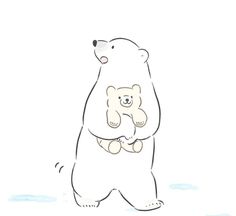 a drawing of a polar bear holding a baby in his arms with the caption, i love you