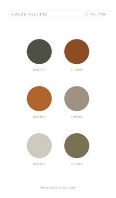 the color palette is shown in different shades and sizes, including brown, black, green,