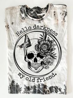 Hello Darkness My Old Friend, Skull Tee, Warrior Quotes, Aesthetic Tattoo, Witch Aesthetic, Memento Mori, Skull Print, Artsy Fartsy, Wolves