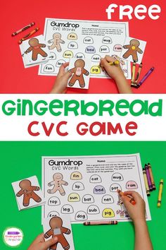 the gingerbread cvc game with crayons and crayons