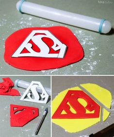 some paper cut outs are being made to look like superman logos