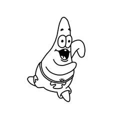 a black and white drawing of a cartoon character