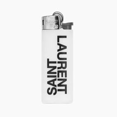 a white flask with the words lauren sas on it in black lettering, against a white background