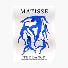 a blue poster with the words matissee on it's front and back