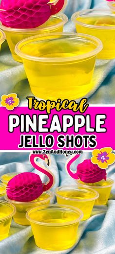 If you like the usual pina colada drink, you are going to obsess over these delicious Pineapple Jello Shots! These shots are so insanely easy to make, and are going to become your new favorite jello shots recipe. Luau Jello Shots, Pineapple Jello Shots, Malibu Jello Shots, Pina Colada Drink