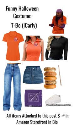 an orange shirt and jeans outfit with the words funny halloween costume t - b - o - c r y all items attached to this post & in amazon storefront