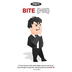 a cartoon character with the words bite me