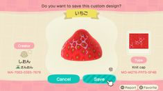 an animal crossing character is wearing a strawberry hat