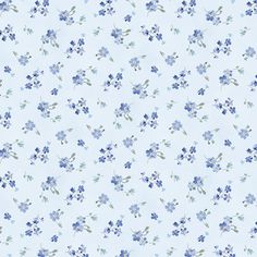 a blue and white floral pattern on a light blue background with small flowers in the center