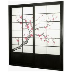 This fantastic Cherry Blossom Shoji Sliding Door Kit comes with two sliding doors, top and bottom tracks, and right and left door jambs. It is an elegant and subtle way to bring a sophisticated Asian accent to your space. Size: 5 Panels.  Color: Black. Shoji Sliding Doors, Shoji Room Divider, Shoji Doors, Pintu Interior, Sliding Room Dividers, Stain On Pine, Asian Furniture, Shoji Screen, Asian Homes