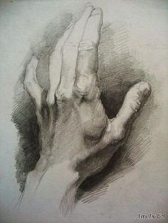 a pencil drawing of a hand holding something