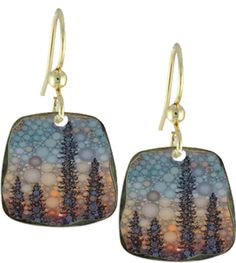 PRICES MAY VARY. Made in USA Northern lights dance between the trees on these brass framed, rounded square earrings. Handmade Jewelry Diy Necklaces, Jewelry For Haldi, Handmade Jewelry Diy Bracelets, Dry Clay Earrings, Air Dry Clay Earrings, Jewelry Diy Necklaces, Handmade Jewelry Display, Pottery Earrings, Handmade Jewelry Findings