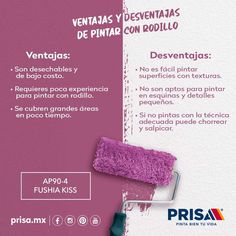 an advertisement for a paint roller with pink and purple colors