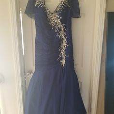 Gorgeous Beaded Gown, Size 16 Slightly Altered To Make Form Fitting, Beautiful Sequins And Ruching. Cap Sleeves. Worn Once, Excellent Like New Condition, Smoke Free Home. 16 Dresses, Beaded Gown, Mac Duggal, Formal Gown, Size 16 Dresses, Formal Gowns, Cap Sleeves, Size 16, Mac