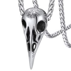 PRICES MAY VARY. 🦅Viking Raven Skull Pendants: To the followers of Mithras, the raven was a symbol of initiation into the deeper mysteries. A sacred talisman to steady the coarse and point the way through life's maelstrom. 🦅Norse Vikings Rune Amulet: Can be used as a guiding talisman or threaded upon your favourite chain or lace and hung as a charm. It is a rebirth, restoration, renewal, transformation, and change. With it, even in the darkest times you always leave to the light. Crow Head, Raven Skull Necklace, Viking Raven, Raven Necklace, Jewelry Halloween, Skull Pendant Necklace, Viking Pendant, Raven Skull, Compass Necklace