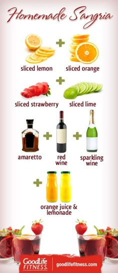 the ingredients for homemade sangria are shown in this graphic above it's description