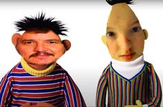 an image of two people with weird hair on their heads and one is wearing a sweater