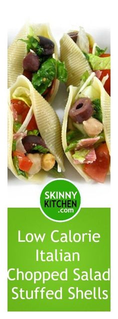 Low Calorie, Italian Chopped Salad Stuffed Shells. Each yummy shell has 73 calories, 3g fat & 2 SmartPoints. Everybody loves them! http://www.skinnykitchen.com/recipes/easy-and-low-calorie-italian-chopped-salad-stuffed-shells-appetizer/ Stuffed Shells Appetizer, Afternoon Appetizers, Low Calorie Italian, March Crafts For Kids, Low Calorie Appetizers, March Crafts, Italian Chopped Salad, Weight Watchers Recipes, Healthier Choices