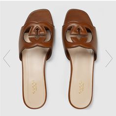 Gucci Women’s Interlocking G Cut-Out Slide Sandal. Size Brand New Never Worn. Bought In Europe Last Summer. New Price Here In The Usa $750 ( Ex Tax). Price In Europe Is 595. Us Size 8, Euro Size 38. Selling Because It’s Half Size Too Big For Me. Gucci Interlocking Slides, Brown Leather Flats, Gucci Sandals, Womens Slides Sandals, Leather Sandals Flat, Crossbody Tote Bag, Gucci Leather, Material Girl, Womens Slides