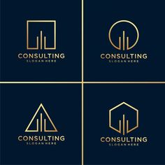 four golden logos for consulting companies