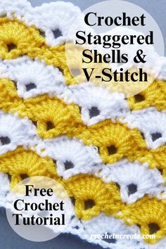 the crochet straggered shells and v - stitch pattern is shown